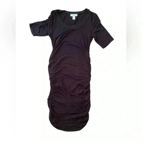 Motherhood Maternity Black Ruched Knee-Length Dress Size Small - Picture 1 of 6